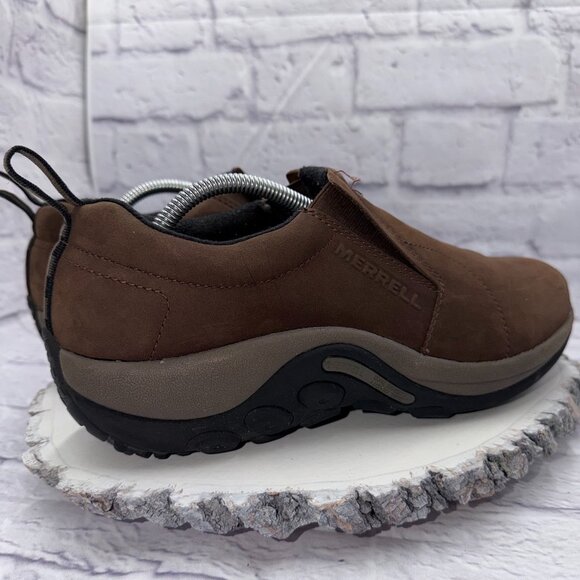 Merrell Men Jungle Moc Shoes 10.5 Brown Nubuck Slip On Hiking Walking Waterproof - Picture 2 of 12